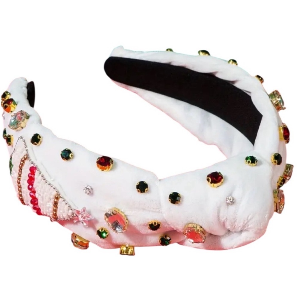 White Beaded Christmas Tree Headband - Picture 2 of 3